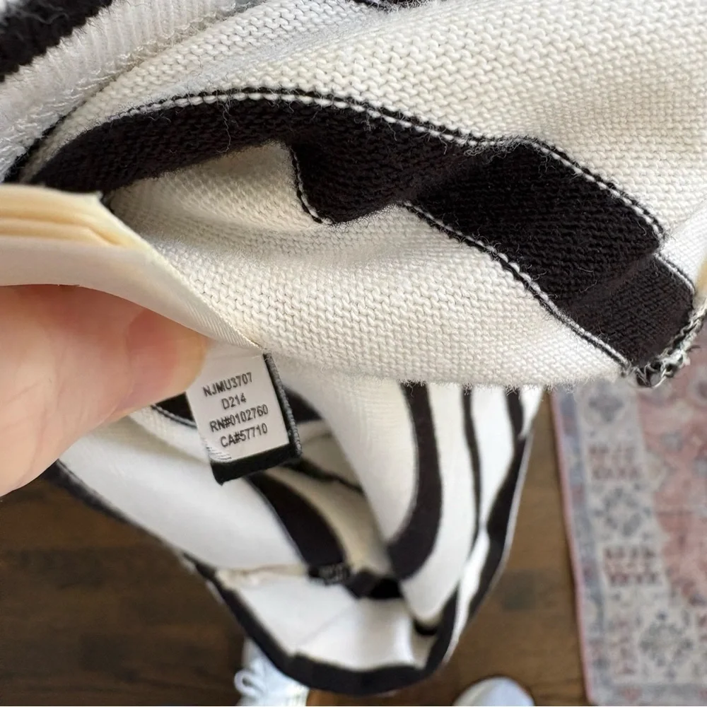 Kate Spade NY Havana White Black Striped 3/4 Sleeve Boat Neck Dress Size S
